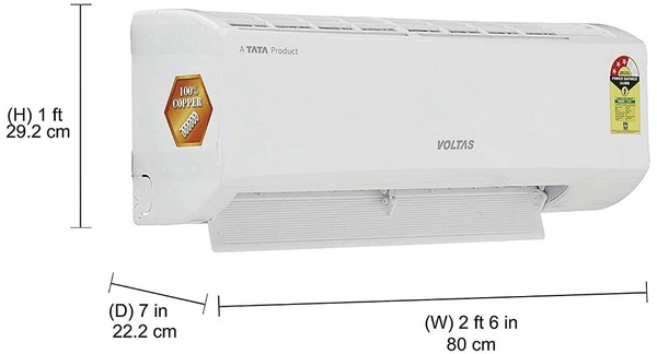 Voltas 1.5 Ton 3 Star Split AC (Copper 183DZZ (R32) White) - 1.5 Ton, White, 1 year on product, 1 year on condenser, 5 years on compressor